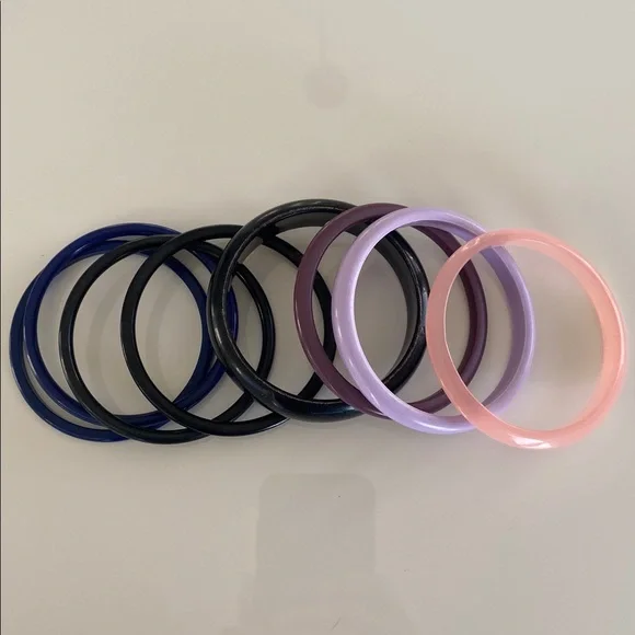 28x vintage plastic bracelets 80s 90s retro rainbow bangles - Picture 7 of 9